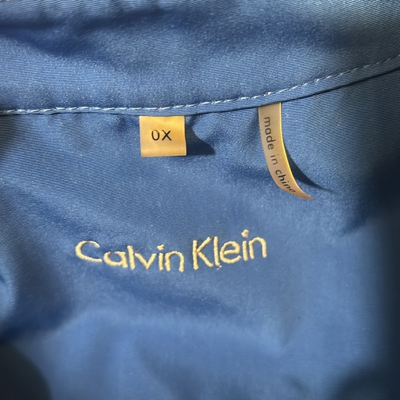 Calvin Klein Double Breast Mid Length Trench Coat Blue Belted Lined Size 0X - Picture 3 of 11